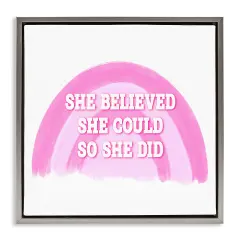 Stupell Industries Believed She Could Framed Floater Canvas Wall Art Design by Amber Clarkson