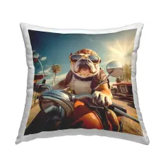 Bulldog with Motorcycle Design by Jim Baldwin Throw Pillow 