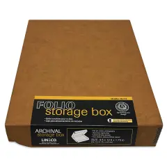 Lineco Folio Archival Storage Box - Tan, Faux Leather, 9" x 12"