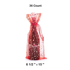 Star Pattern Organza Wine Bags 6.5" x 15" Luxury Gift Wrap