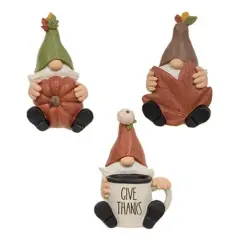 3-Set Resin Sitting Gnome Figures
