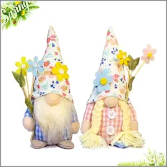 2 Pcs Spring Summer Gnome Decoration, Exquisite Smaller Size 7.5" Spring & Summer
