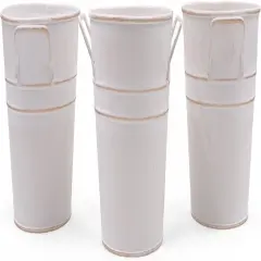 Set of 3 White Metal Bucket
