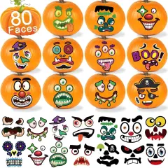 80 Faces Large Halloween Pumpkin Stickers