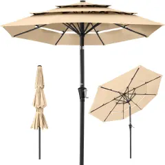Best Choice Products 10ft 3-Tier Patio Umbrella, Market Sun Shade w/ Tilt Adjustment, Easy Crank Sand
