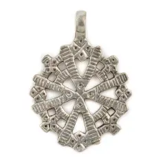 The Bead Chest Silver Radiating Coptic Cross Pendant (38x52mm)