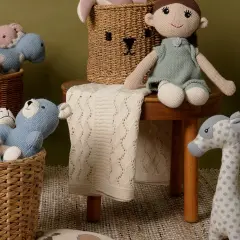 Cotton Paintal Chevron Baby Soft Blanket (Ivory)