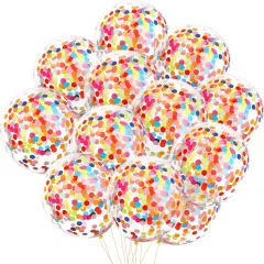 50 Pieces Rainbow Multicolor Confetti Balloons 12 Inches Latex Balloon with Bright Colorful Confetti Pre-Filled for Wedding Engagement Party Decoration