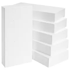 6 Pack Rectangle Foam Blocks for Crafts, Floral Arrangements, DIY School Projects (12 x 6 x 2 In) White