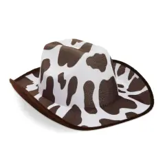 Brown and White Cow Print Western Cowboy Hat for Party, Costume Accessories