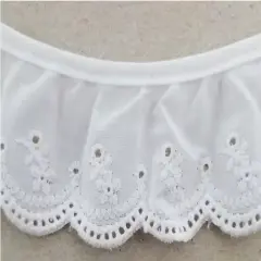 1-3/4" Ruffled Gathered Embroidery Eyelet Trimming - 8 Yards! White