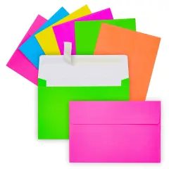 112 Pack Bright Neon Colored Envelopes with Self-Adhesive, Bulk Set for 4x6 Invitations, Greeting Cards, Birthday, Baby Shower (A6) Multicolor