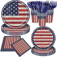 168Pcs Retro Independence Day Tableware Set