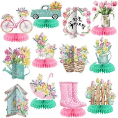 12 Pcs Spring Party Decorations Hello Spring Theme Party Tabletop Decor