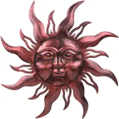 Summer Metal Sun Wall Decor, Large Outdoor Wall Art Decor Hanging Decorative for Patio, Porch, Fence, Garden(Brown)