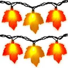 Fall Decor Maples Leaf String Lights - 8.5FT, 10 3D Maple Light (Orange)