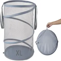 Mesh Popup Laundry Hamper 115L Collapsible Laundry Basket Extra Large Capacity Foldable Clothing Storage Basket with Handles