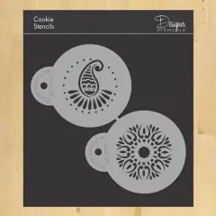 2-Inch Mehndi Cookie Stencil Set | C395 by Designer Stencils | Cookie Decorating Tools | Baking Stencils for Royal Icing, Airbrush, Dusting Powder | Reusable Plastic Food Grade Stencil for Cookies | Easy to Use & Clean Cookie Stencil
