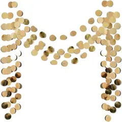 6 Pcs Glitter Champagne Gold Paper Circle Dots Garland &ndash; 52 Feet Party Hanging Bunting for Weddings, Bridal Showers, Baby Showers, Birthdays, Christmas, and Photo Backdrops