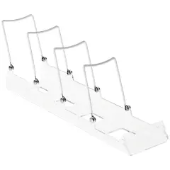 Gibson Holders ADS-4 Adjustable White Wire and Clear Acrylic Quad Easel, Displays 4 Items, 3.875" W x 15.25" D x 6.25" H