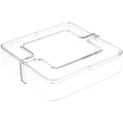 Pioneer Plastics 092C Clear Square Plastic Container, 4.625" W x 4.625" D x 1.125" H