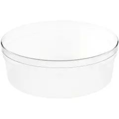 Pioneer Plastics 183C Clear Round Plastic Container with Frosted Bottom, 6.875" W x 2.625" H