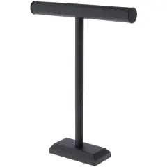 Plymor Black Faux Leather T-Bar Necklace Display Stand, 14" W x 18" H