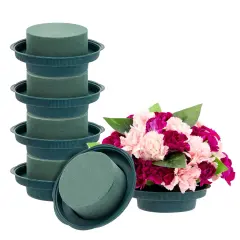 6 Pack Wet Floral Foam Round with Bowls for Flowers Arrangements, Wedding Centerpieces (4.7 x 2 In)
