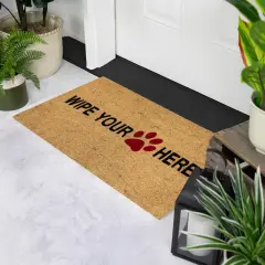 Northlight Animal Print "Wipe Your Paw Here" Doormat 30 x 18 Beige