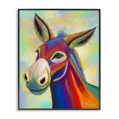 Stupell Industries Vibrant Donkey Expression Framed Giclee By Jadei Graphics