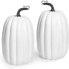 8 Inch Large Artificial Pumpkins, 2PCS White