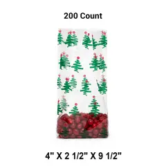 Holiday Patterned Cello Treat Bags 4&rdquo; x 2.5&rdquo; x 9.5&rdquo;
