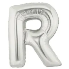 LETTER R FOIL BALLOON Metallic Silver