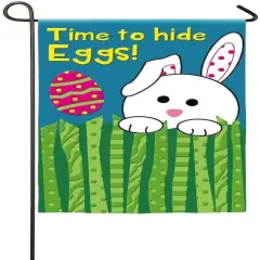Time To Hide Eggs Easter Bunny Applique Garden Flag