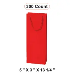 Deluxe Glossy Paper Wine Bottle Euro Tote 5" x 3" x 13 1/4" Red
