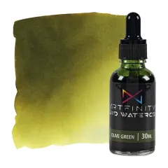 Artfinity Liquid Watercolor Paint 30 ml Bottle, Olive Green - Vibrant Dye-Based Liquid Watercolor w/ Glass Pipette, Fast-Drying, Fine Art Paint for Calligraphy, Airbrushing & Traditional Art