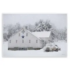 Stupell Industries Snowy White Farmhouse Scene Wall Plaque By Lori Deiter