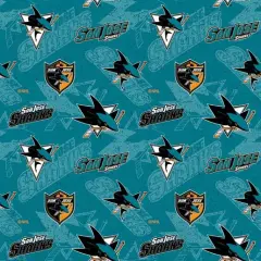 NHL Licensed San Jose Sharks Tone on Tone 1199-SJS Cotton Fabric by the Yard