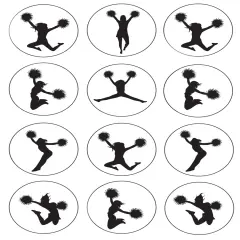 Cheerleading Silhouettes Edible Cupcake Topper Images