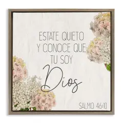 Stupell Industries Estate Quieto Salmo 46:10 Framed Floater Canvas Wall Art Brown Floater Frame