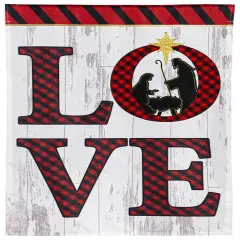 Nativity LOVE Christmas Garden Flag 2 Sided Burlap