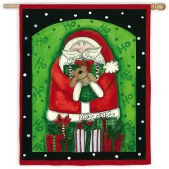 Santa And Presents Flag 2 Sided Christmas Banner