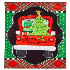 Patterned Christmas Truck Garden Flag 2 Sided Merry Christmas