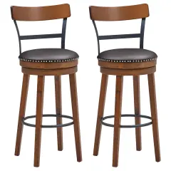Set of 2 Swivel Counter Height Bar Stools Suitable for Bistro, Kitchen and More