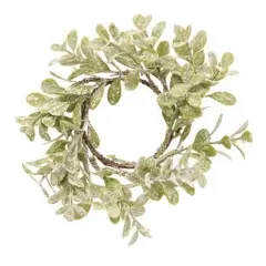 Flocked Laurel Candle Ring 2.5"
