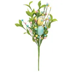 15&rdquo;High Easter Eggs and Herb Leaves Bush with Green Paper-Wrapped Branches and Stem