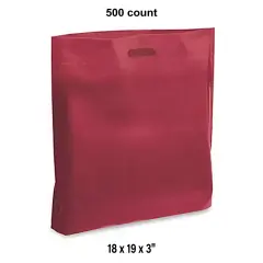 Durable Reusable Die Cut Bags for 18 x 19 x 3" Burgundy