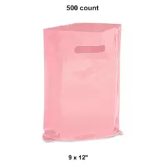 9 x 12" Die Cut Handle Bags Pink