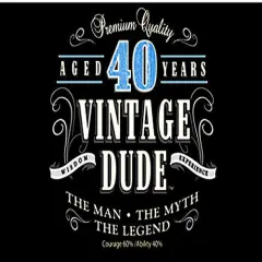 1/4 Sheet Cake - Vintage Dude 40th Birthday - Edible Cake or Cupcake Topper - D20377