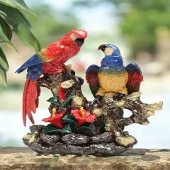 Ceramic Parrot Birds Statue, Bird Watcher Gift, Centerpiece Decor